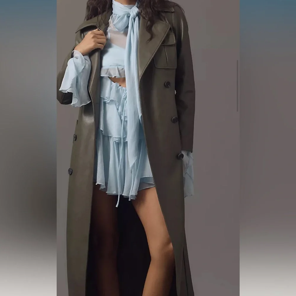 Avec Les Filles Olive Double-Breasted Trench Coat - Picture 3 of 4